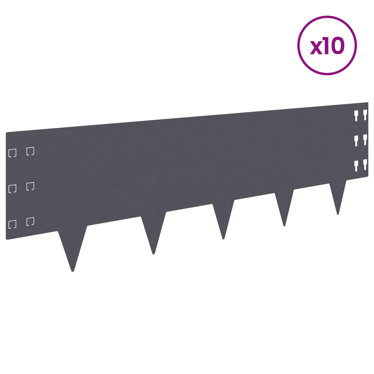 Ograda oko Travnjaka 10 pcs 100 x 30 cm Čelik Antracit
