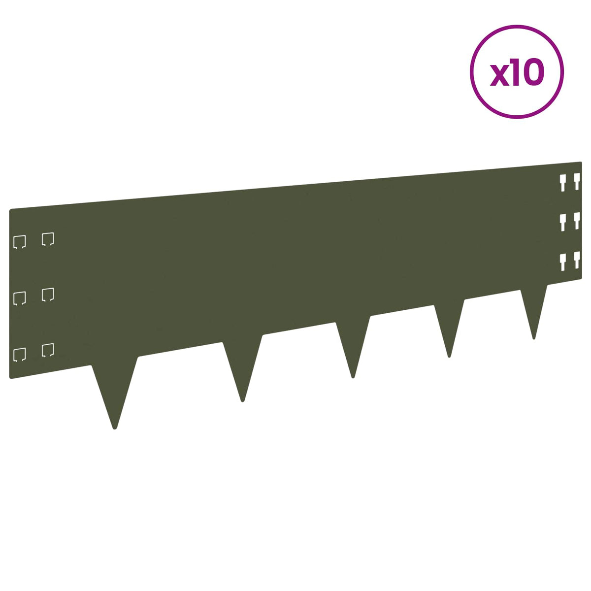 Ograda oko Travnjaka 10 pcs 100 x 30 cm Čelik Maslinastozelena