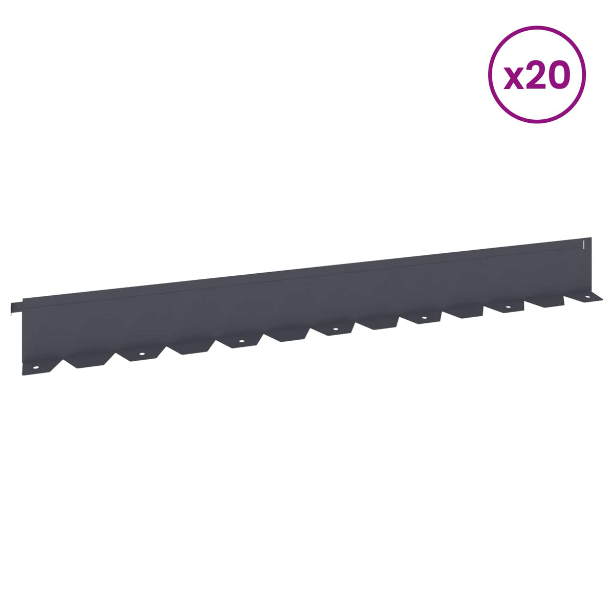 Ograda oko Travnjaka 20 kom. 102 x 10 x 4 cm Čelik Antracit