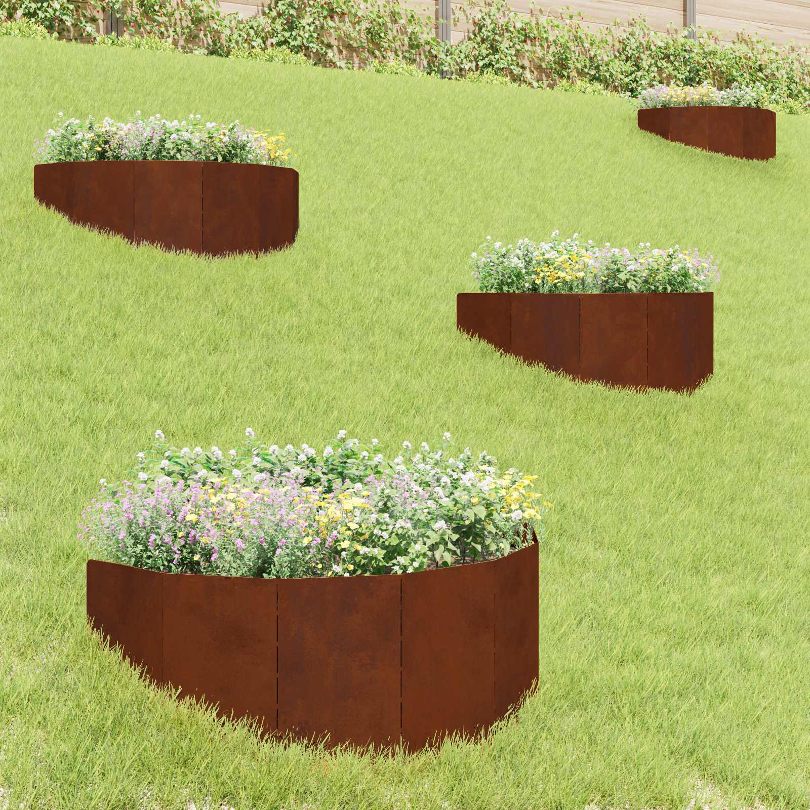 Ograda oko Travnjaka 4 pcs 100 x 45 cm Čelik Rđa