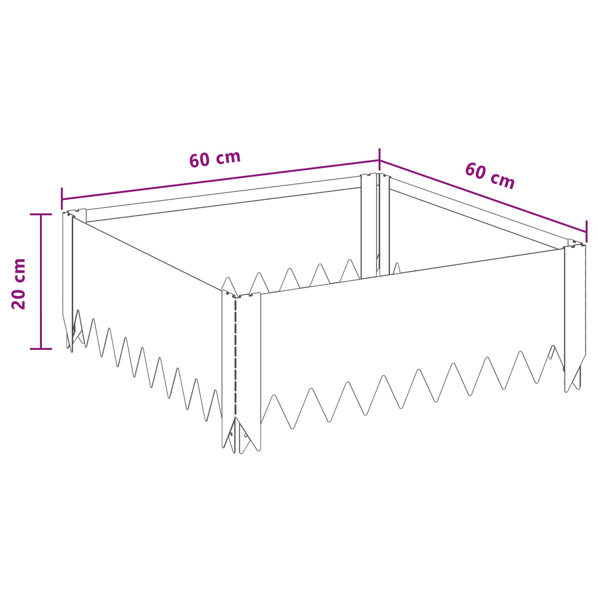 Ograda oko Travnjaka 4 pcs 60 x 60 x 20 cm Čelik Rđa