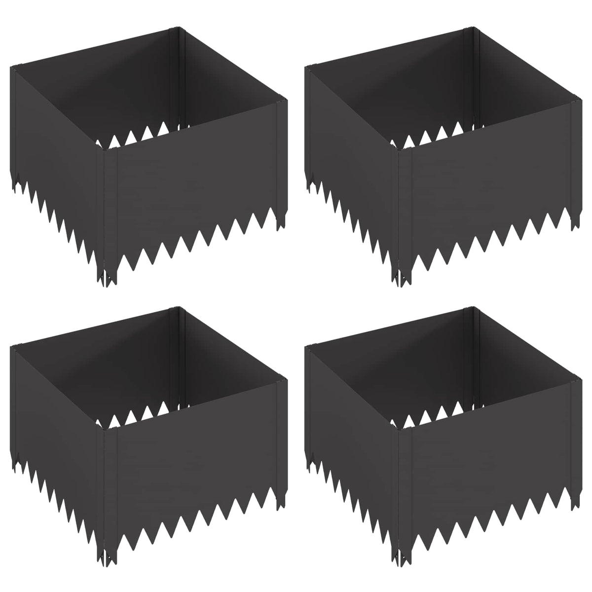 Ograda oko Travnjaka 4 pcs 60 x 60 x 35 cm Čelik Crna