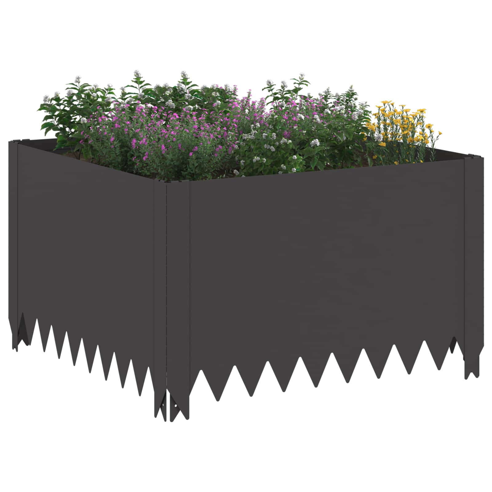 Ograda oko Travnjaka 4 pcs 60 x 60 x 35 cm Čelik Crna