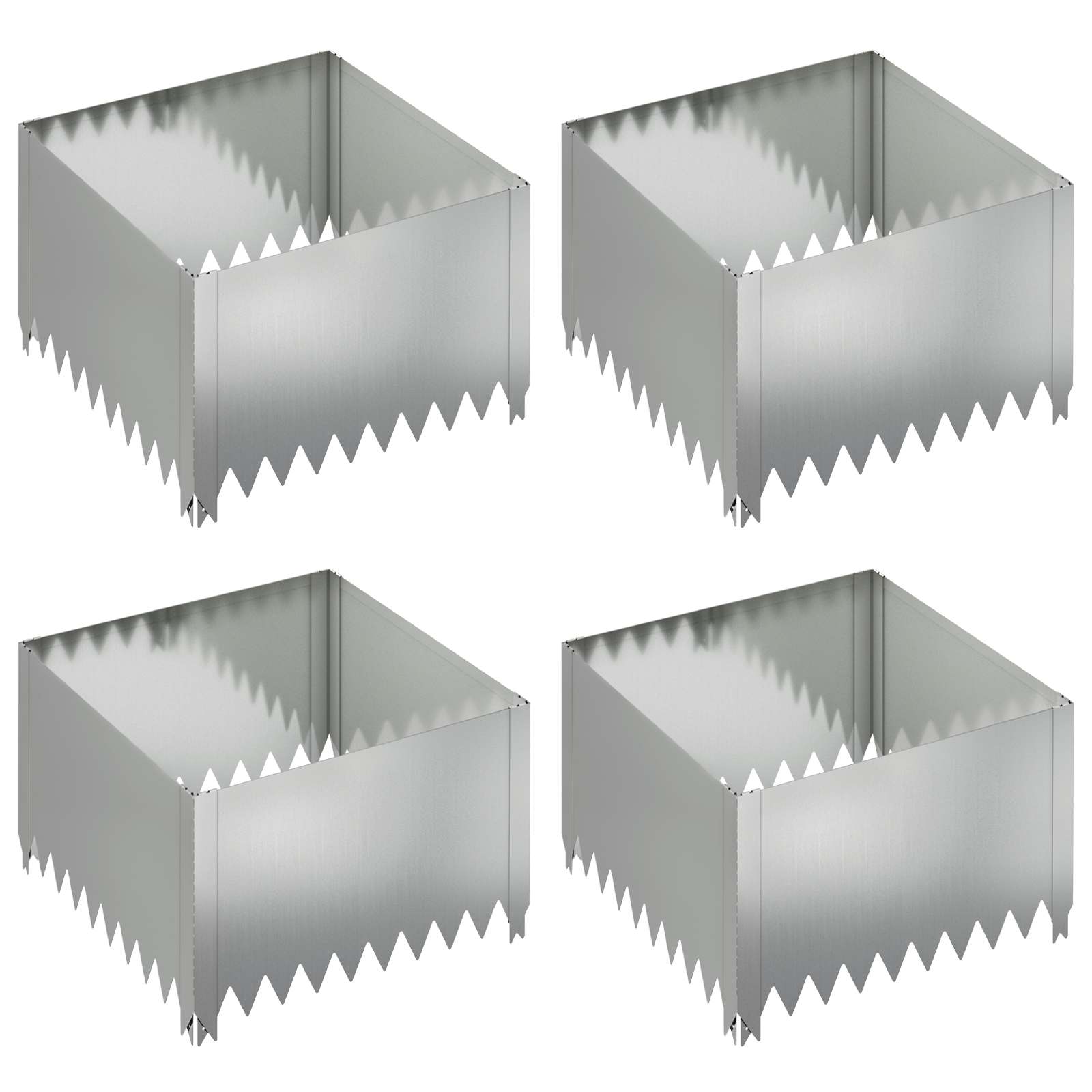 Ograda oko Travnjaka 4 pcs 60 x 60 x 35 cm Čelik Srebrna