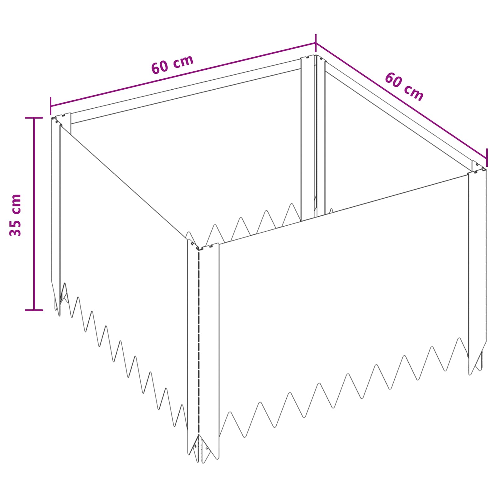 Ograda oko Travnjaka 4 pcs 60 x 60 x 35 cm Čelik Srebrna