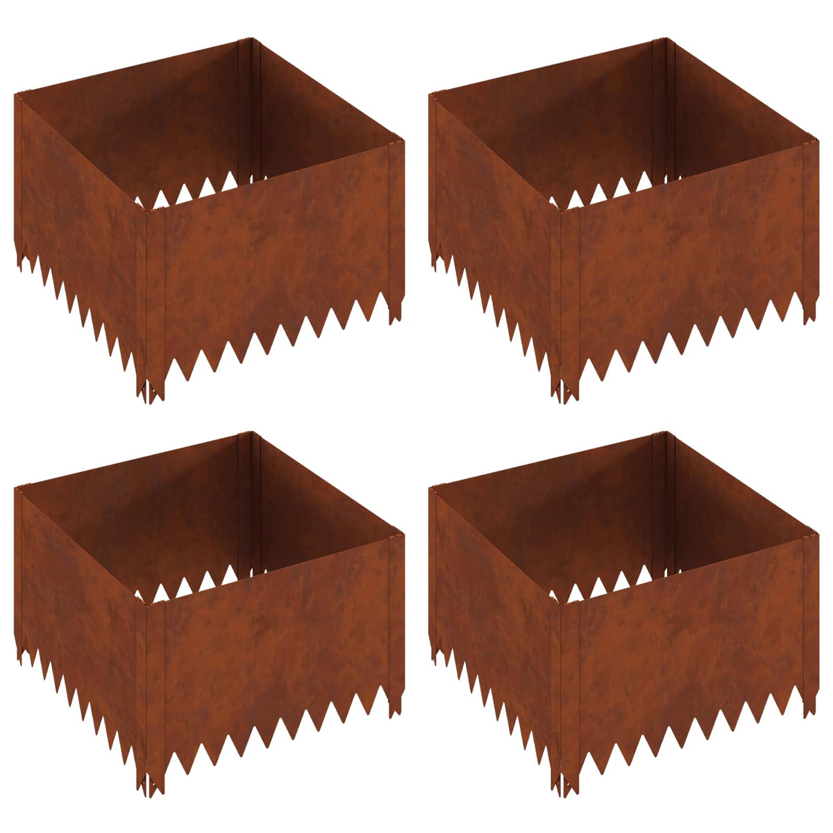 Ograda oko Travnjaka 4 pcs 60 x 60 x 35 cm Čelik Rđa