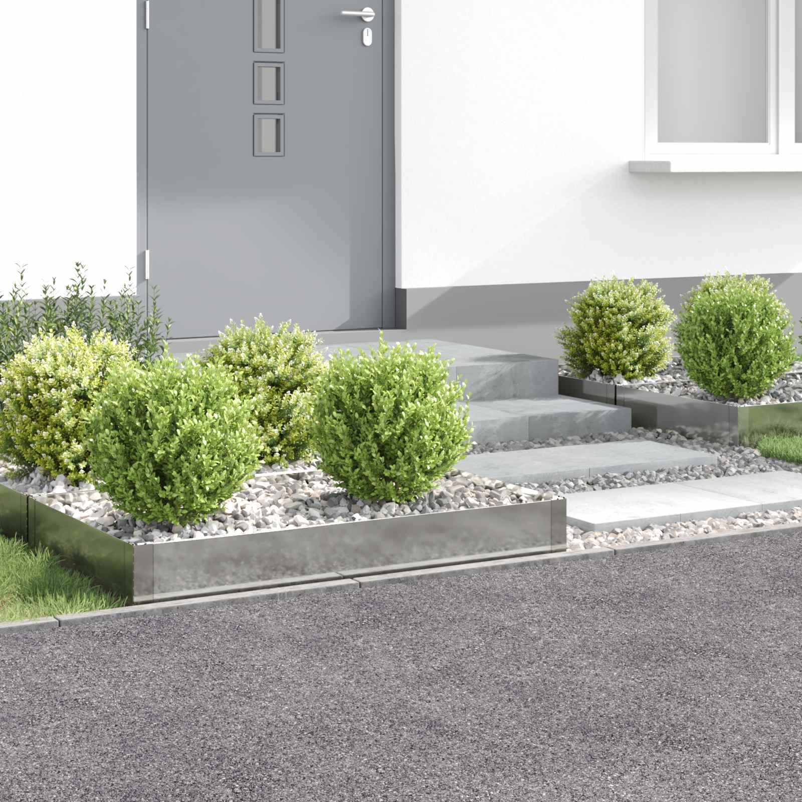 Ograda oko Travnjaka 4 pcs 100 x 60 x 20 cm Čelik Srebrna