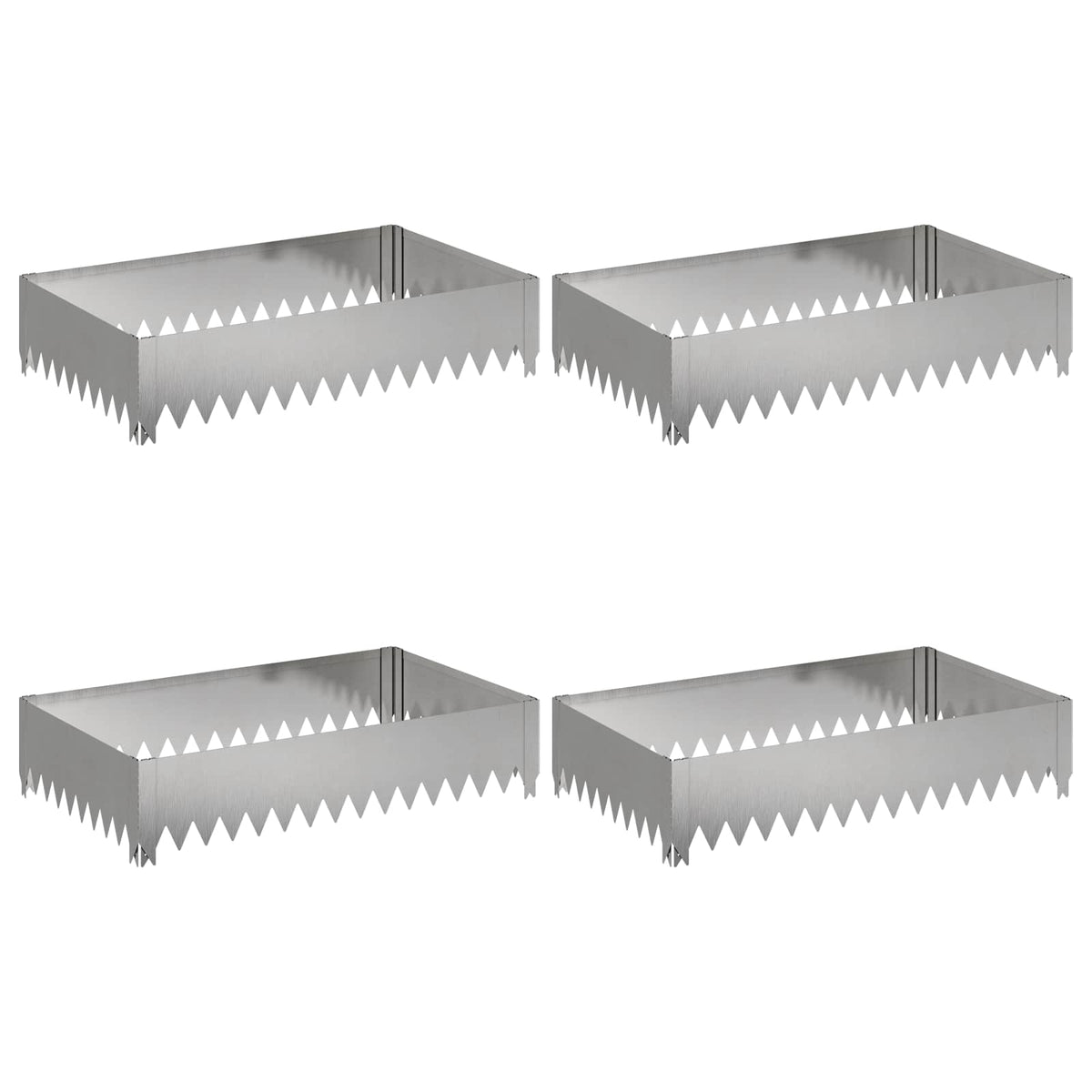 Ograda oko Travnjaka 4 pcs 100 x 60 x 20 cm Čelik Srebrna