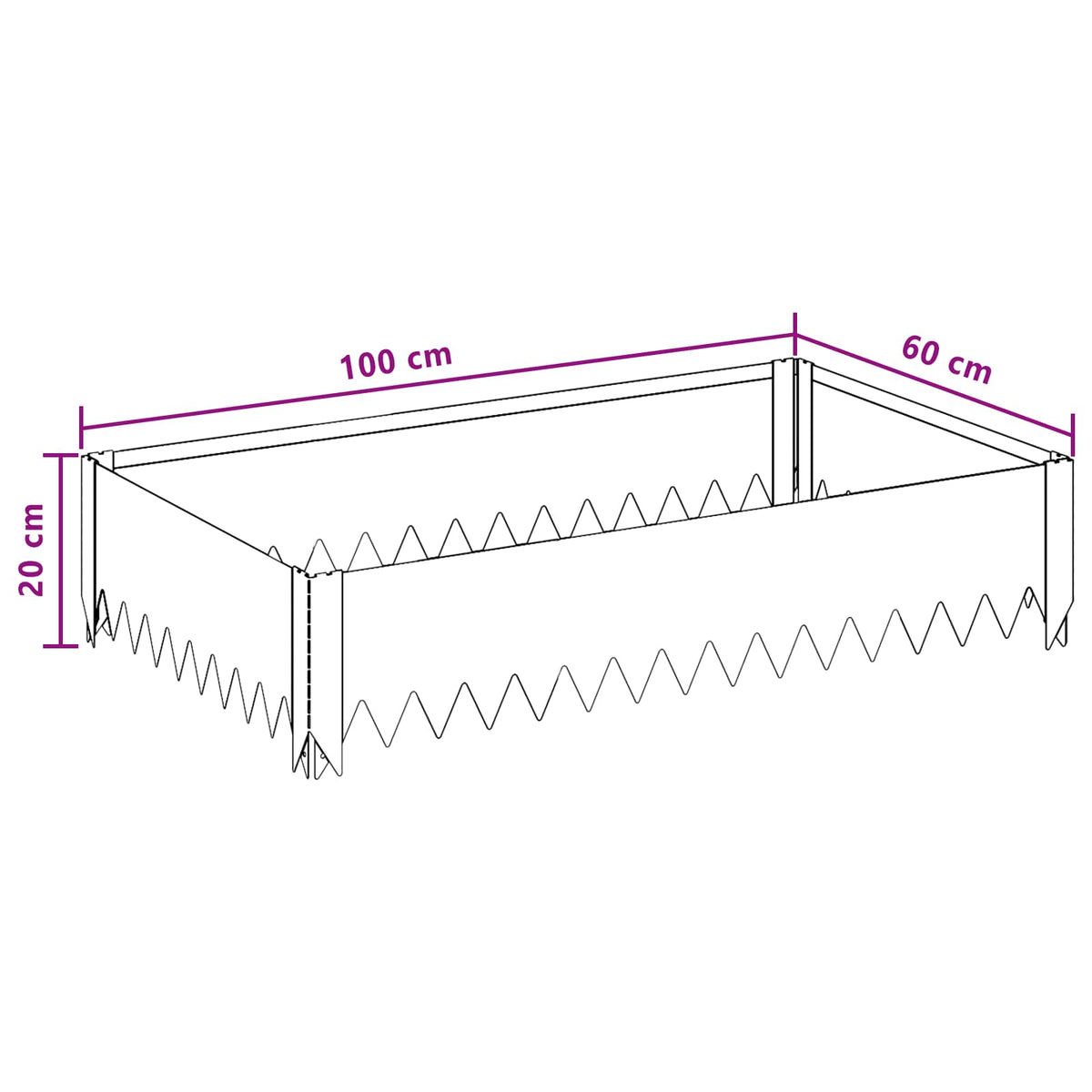 Ograda oko Travnjaka 4 pcs 100 x 60 x 20 cm Čelik Srebrna