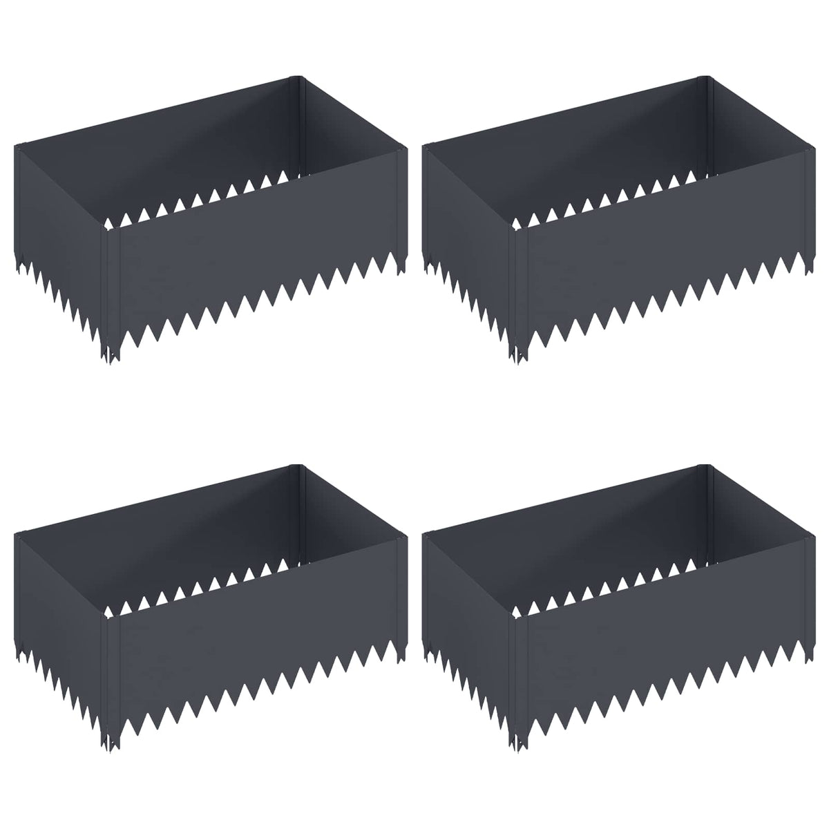 Ograda oko Travnjaka 4 kom. 100 x 60 x 35 cm Čelik Antracit