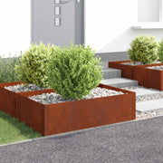 Ograda oko Travnjaka 4 pcs 100 x 60 x 35 cm Čelik Rđa