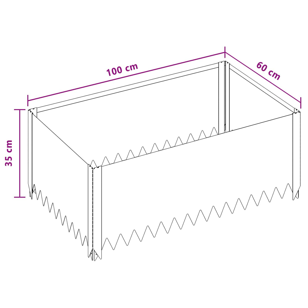 Ograda oko Travnjaka 4 pcs 100 x 60 x 35 cm Čelik Rđa
