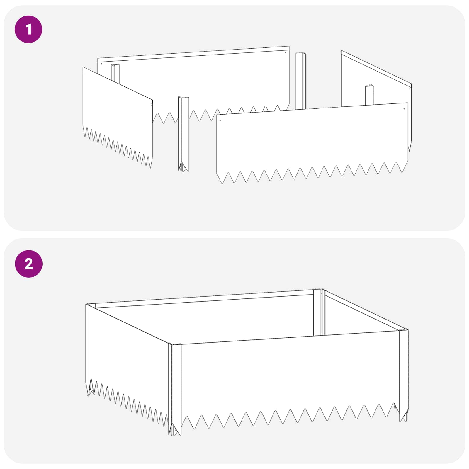 Ograda oko Travnjaka 4 kom. 100 x 100 x 35 cm Čelik Antracit