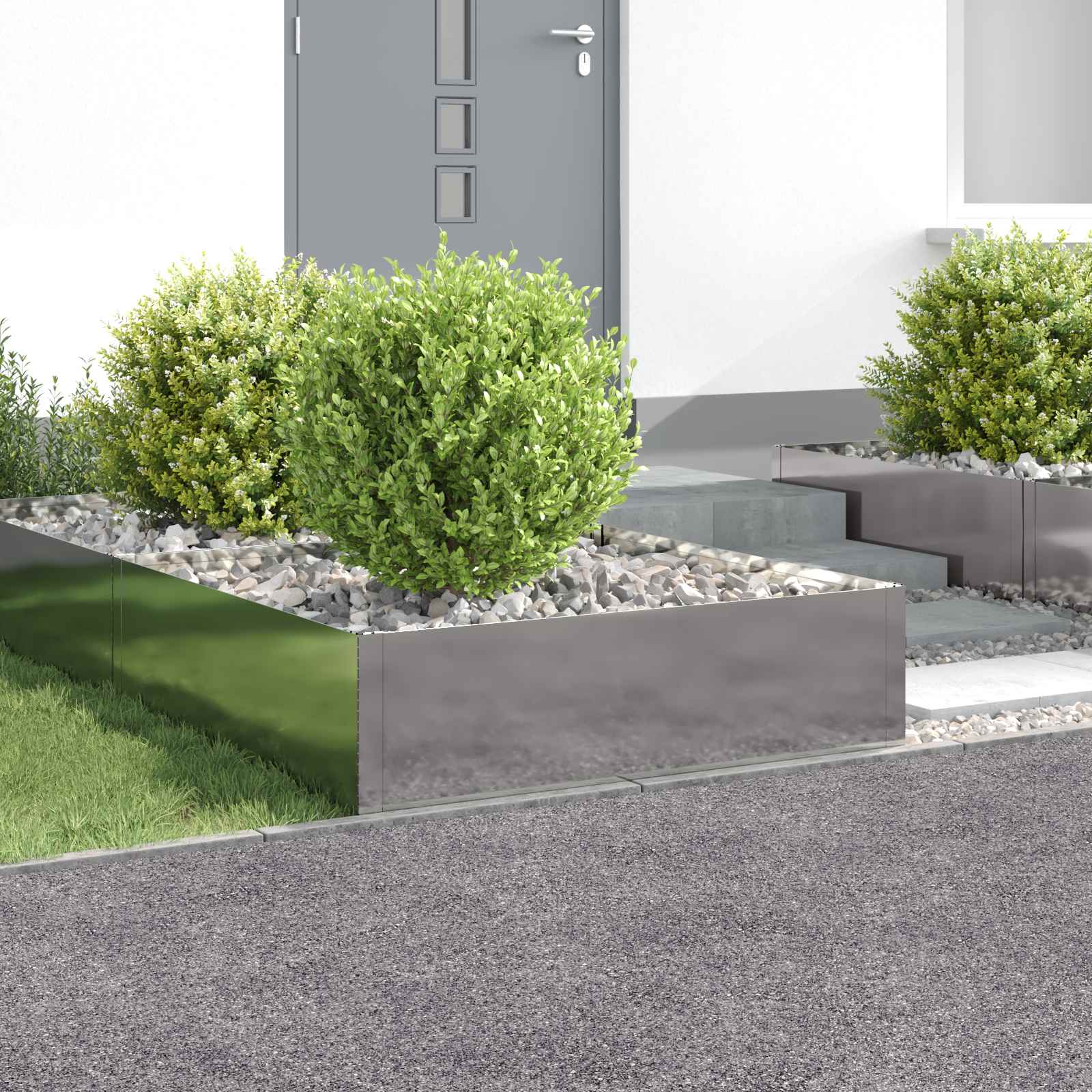 Ograda oko Travnjaka 4 pcs 100 x 100 x 35 cm Čelik Srebrna