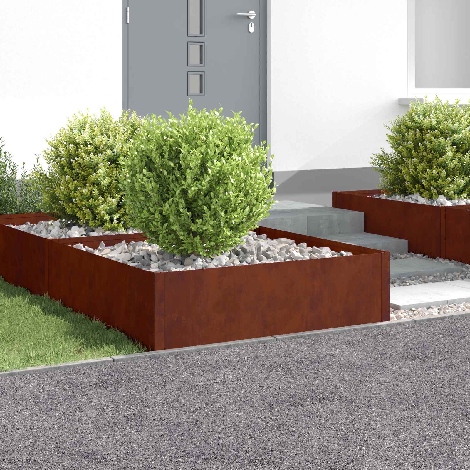 Ograda oko Travnjaka 4 pcs 100 x 100 x 35 cm Čelik Rđa