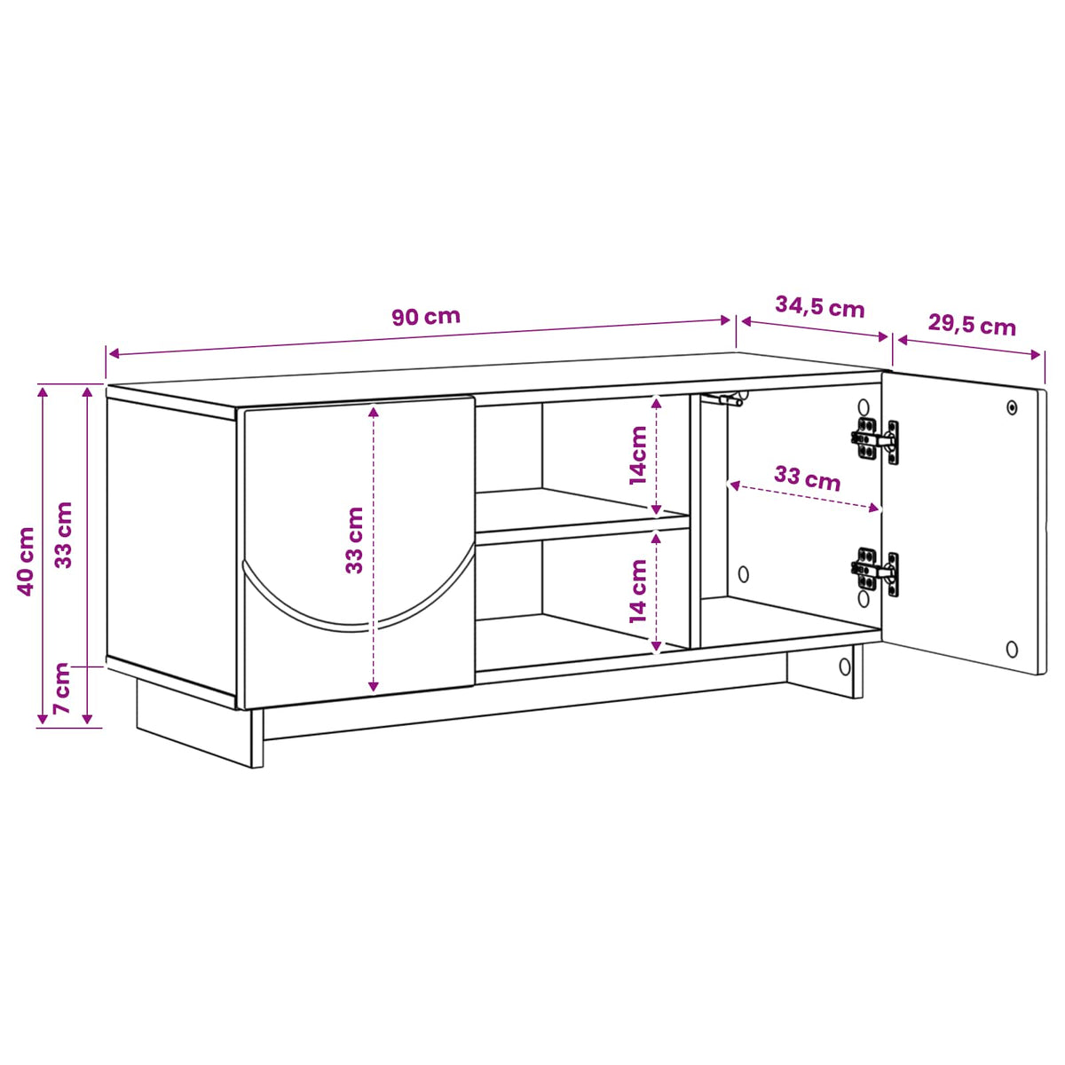 TV stalak 90 x 34,5 x 40 cm Siva Sonoma Konstruirano drvo