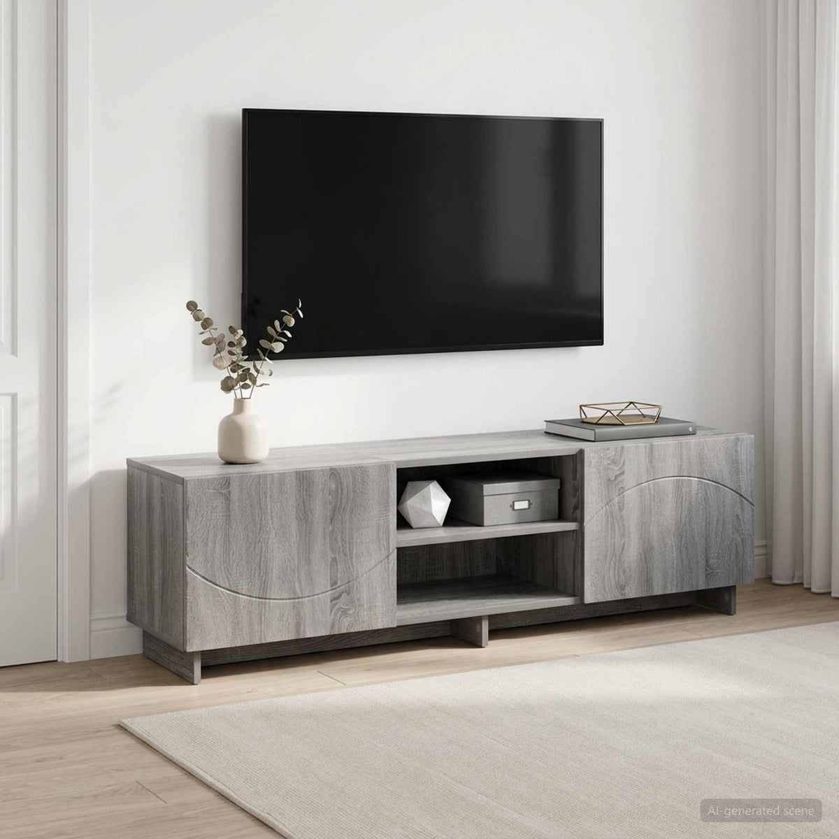 TV stalak 140 x 34,5 x 40 cm Siva Sonoma Konstruirano drvo