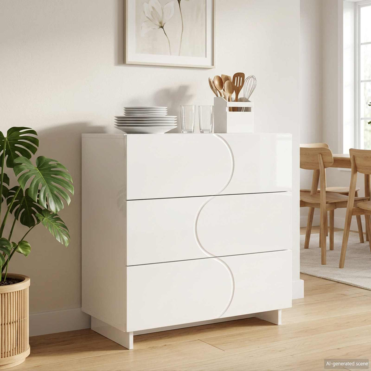 Komoda Bijela visokog sjaja 70 x 38 x 75 cm Konstruirano drvo