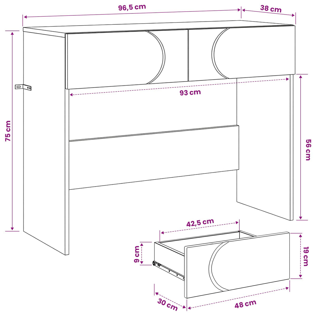 Konzolna stolica Betonska siva 96,5 x 38 x 75 cm