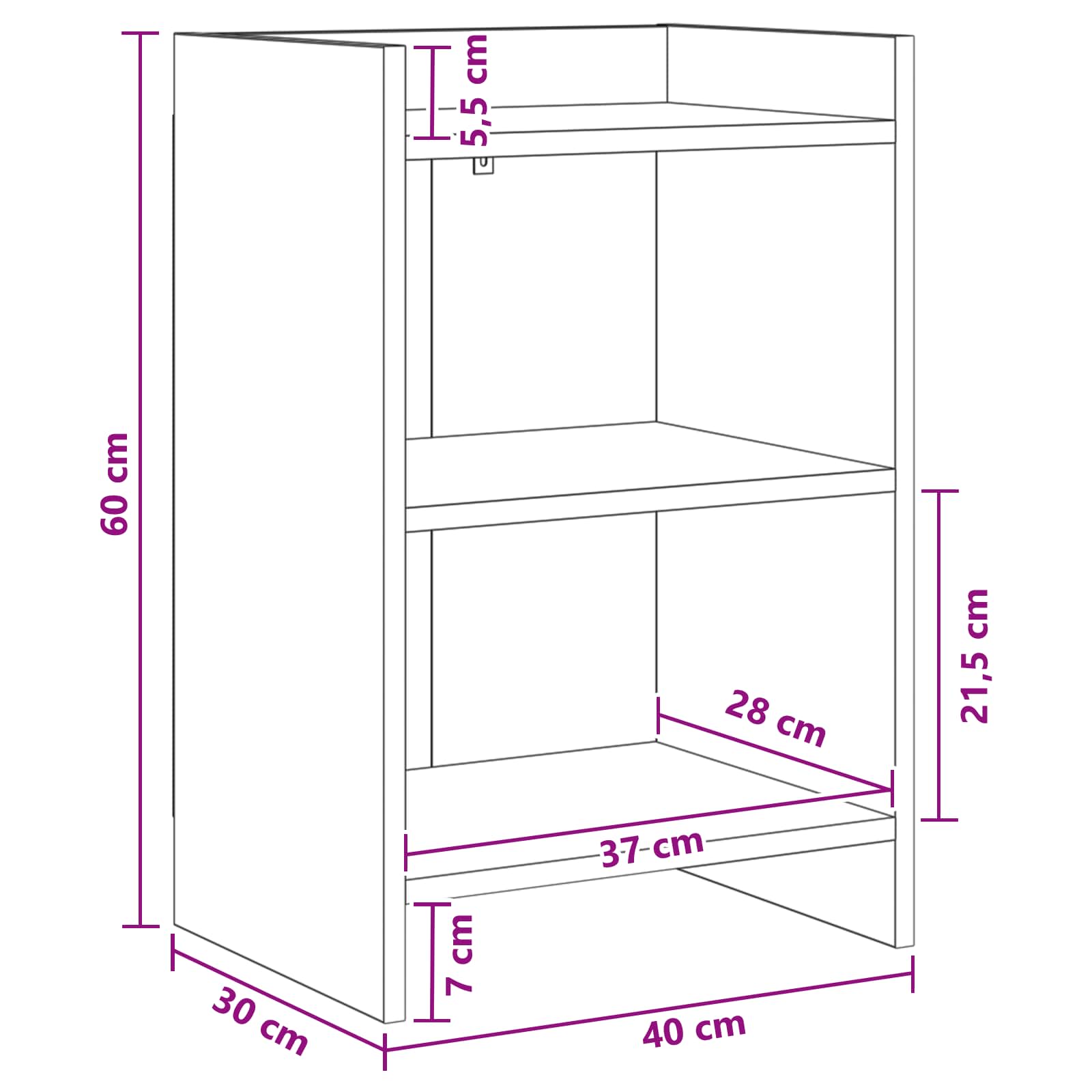 Noćni ormarići 2 pcs Betonska siva 40 x 30 x 60 cm