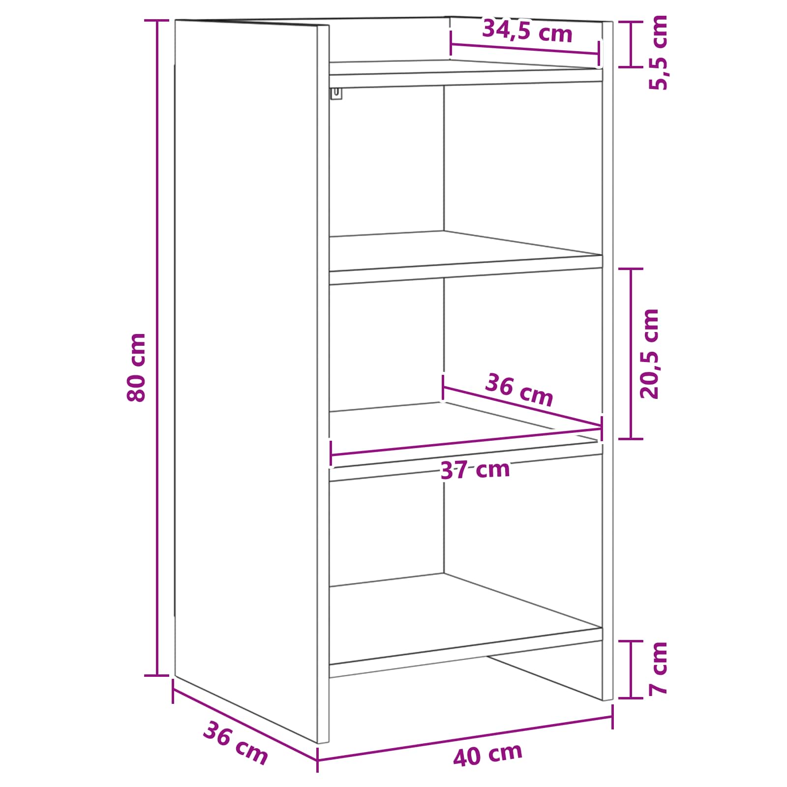 Kreveta Crni hrast 40 x 36 x 80 cm Konstruirano drvo