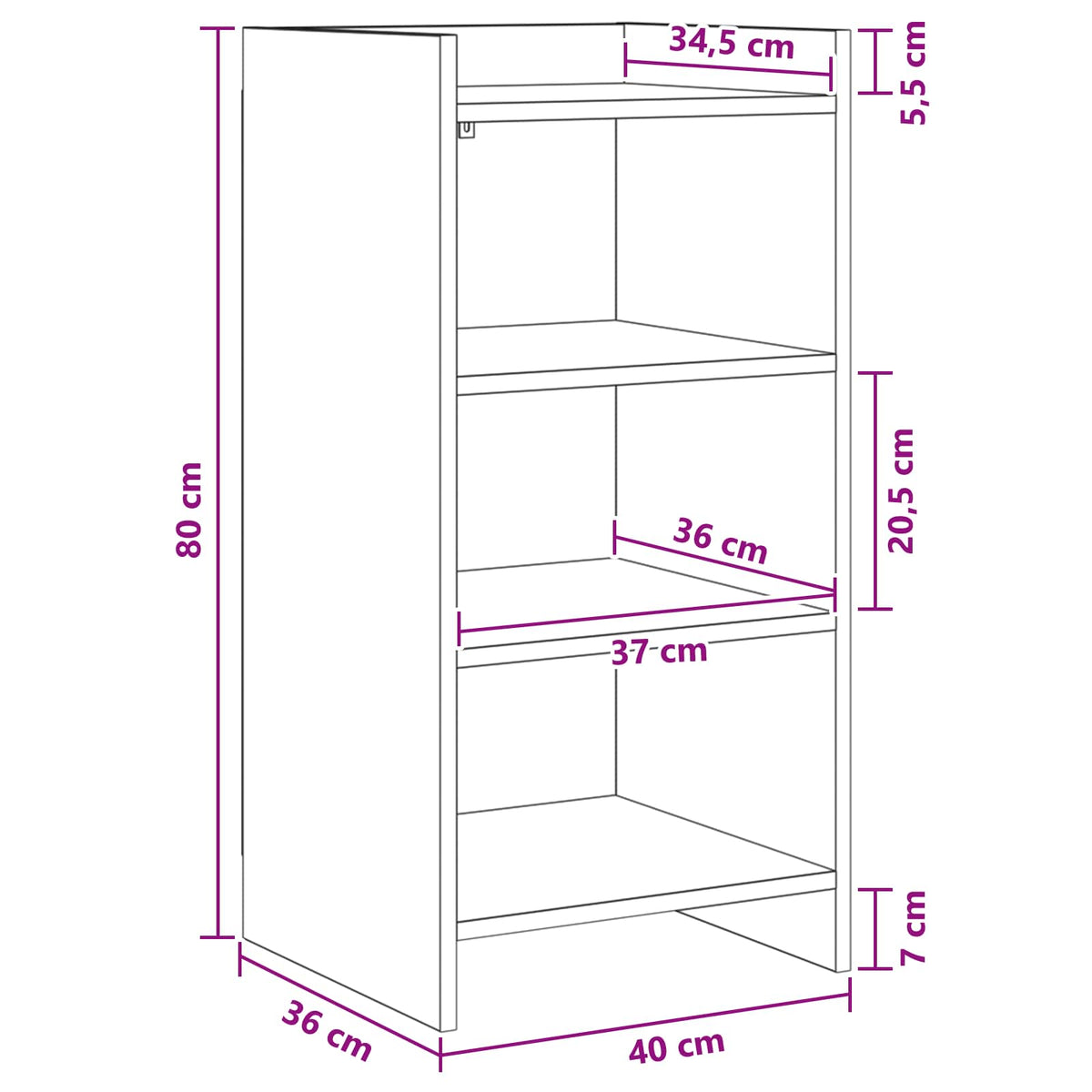 Kreveta Crni hrast 40 x 36 x 80 cm Konstruirano drvo