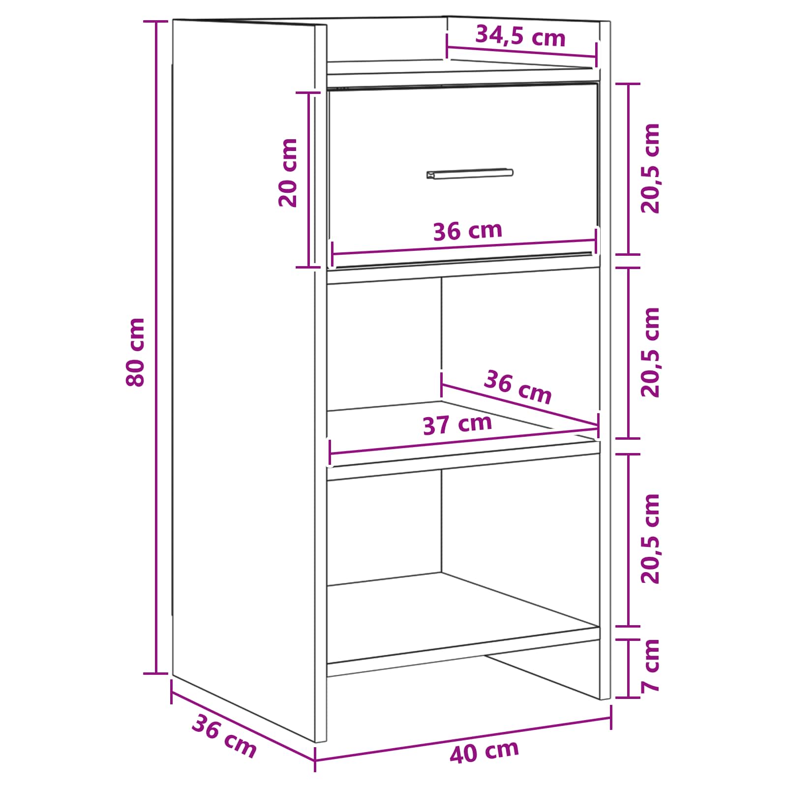 Kreveta Hrast sonoma 40 x 36 x 80 cm Konstruirano drvo