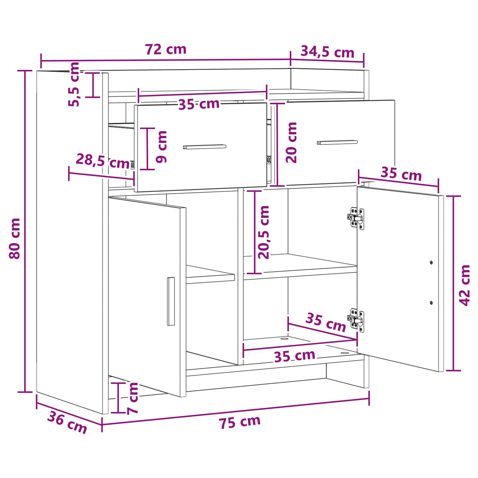 Kreveta Hrast sonoma 75 x 36 x 80 cm Konstruirano drvo