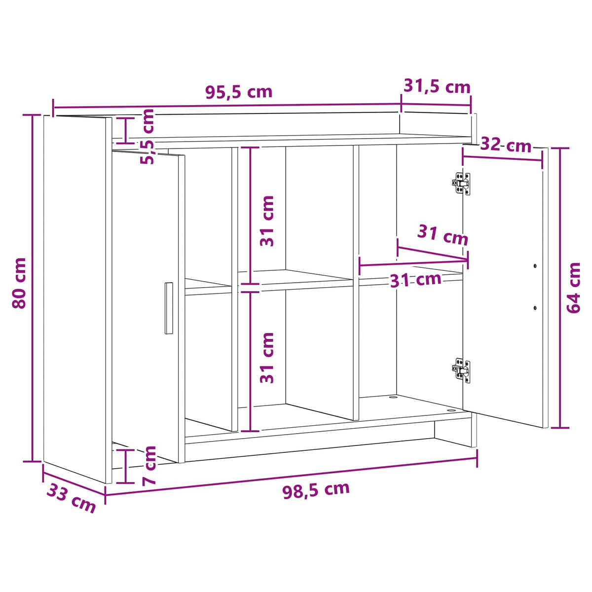 Kreveta Black Oak 98,5 x 33 x 80 cm Konstruirano drvo