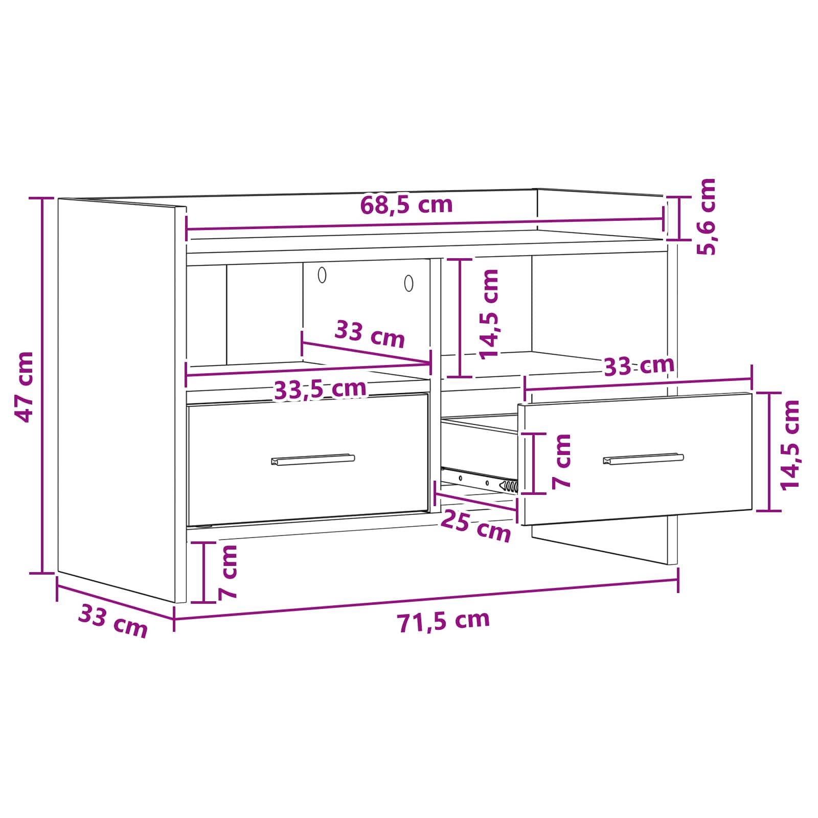 TV ormar 71,5 x 33 x 47 cm Hrast sonoma Konstruirano drvo