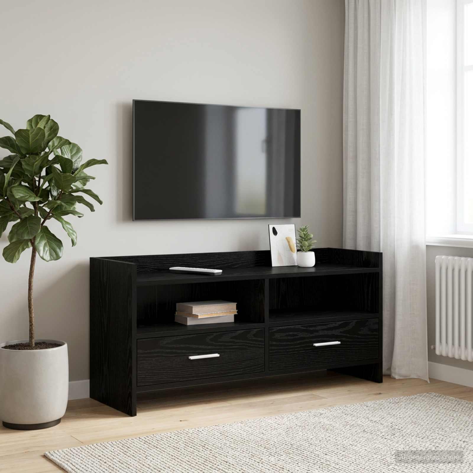 TV ormar 100 x 33 x 47 cm Crni hrast Konstruirano drvo