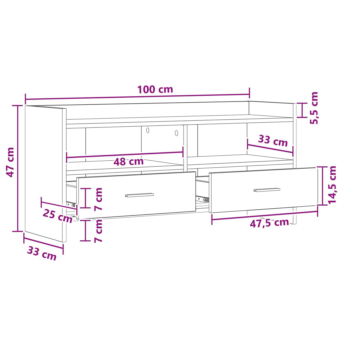 TV ormar 100 x 33 x 47 cm Hrast sonoma Konstruirano drvo