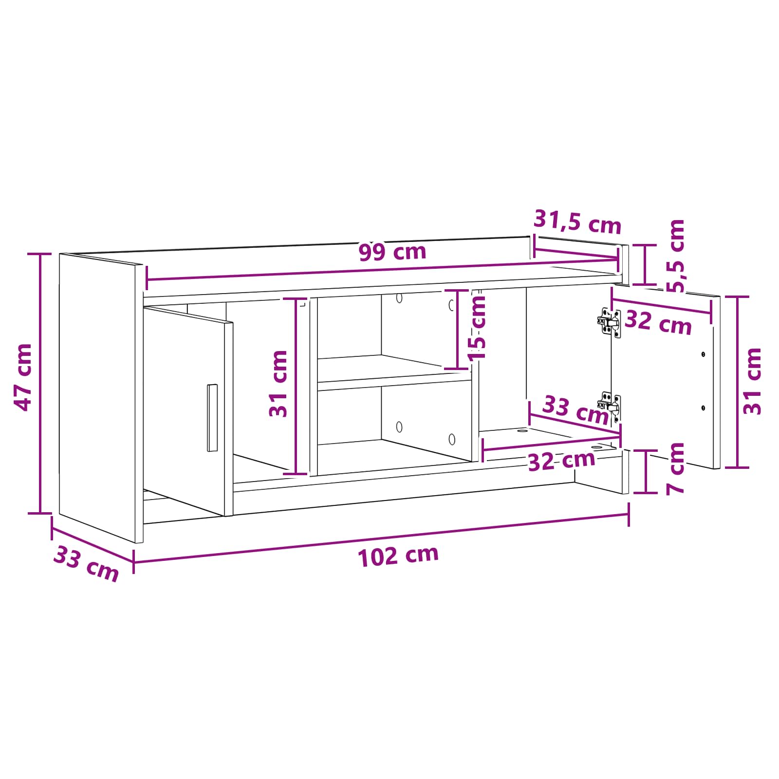 TV ormar 102 x 33 x 47 cm Staro drvo Konstruirano drvo