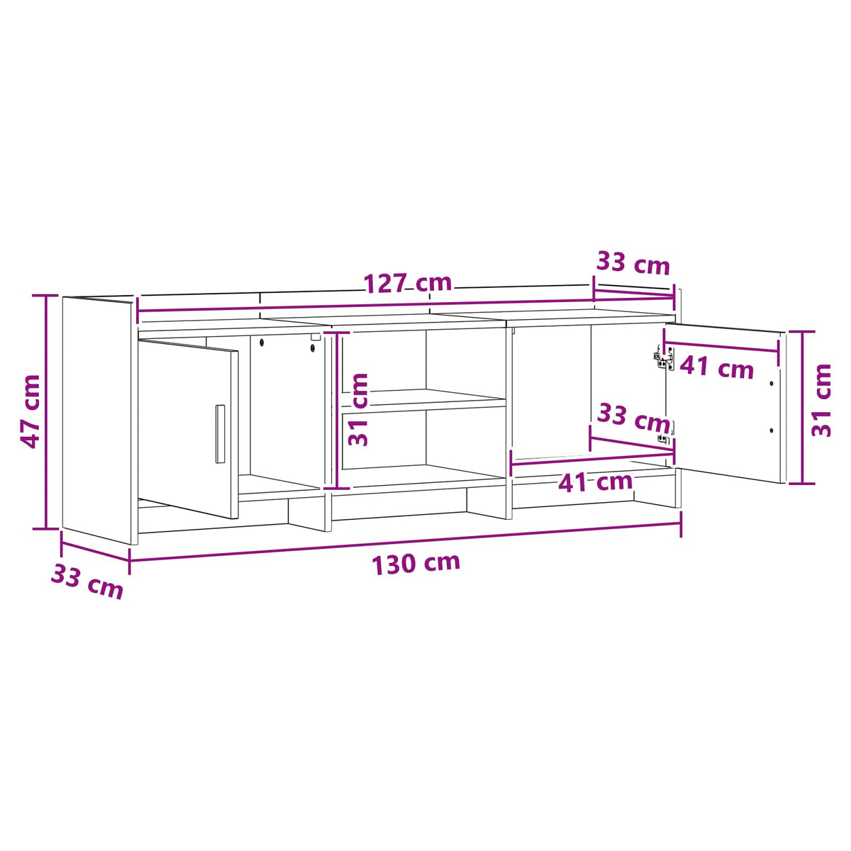 TV ormar 130 x 33 x 47 cm Staro drvo Konstruirano drvo