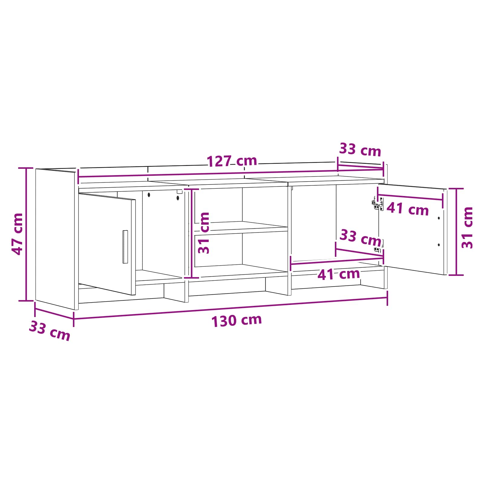 TV ormar 130 x 33 x 47 cm Hrast artisan Konstruirano drvo