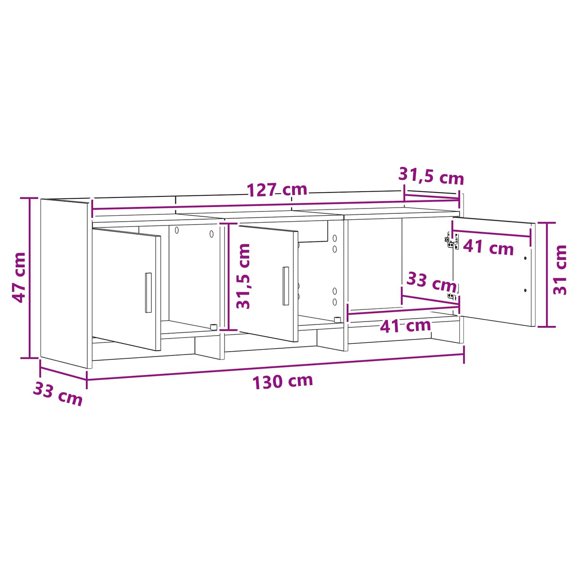 TV ormar 130 x 33 x 47 cm Crni hrast Konstruirano drvo