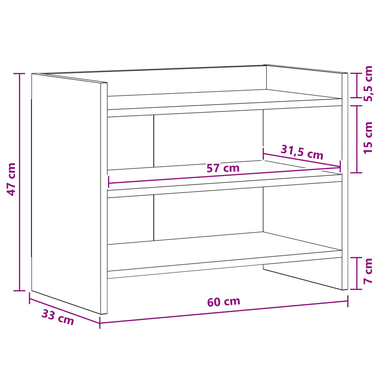TV ormar 60 x 33 x 47 cm Siva Sonoma Konstruirano drvo