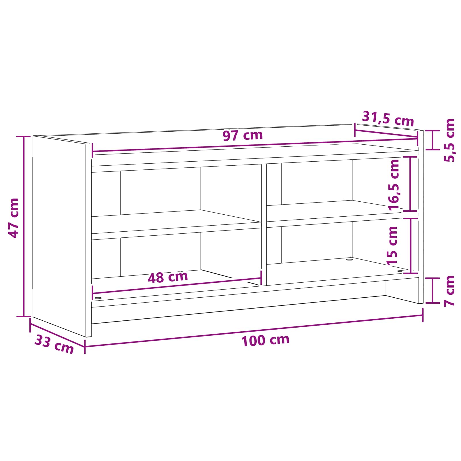 TV ormar 100 x 33 x 47 cm Dimljeni hrast Konstruirano drvo