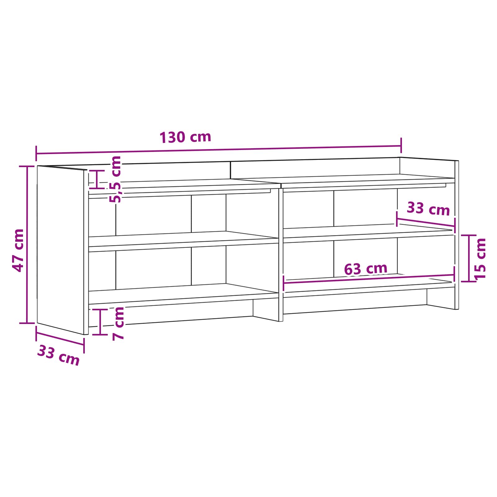 TV ormar 135 x 33 x 47 cm Hrast sonoma Konstruirano drvo