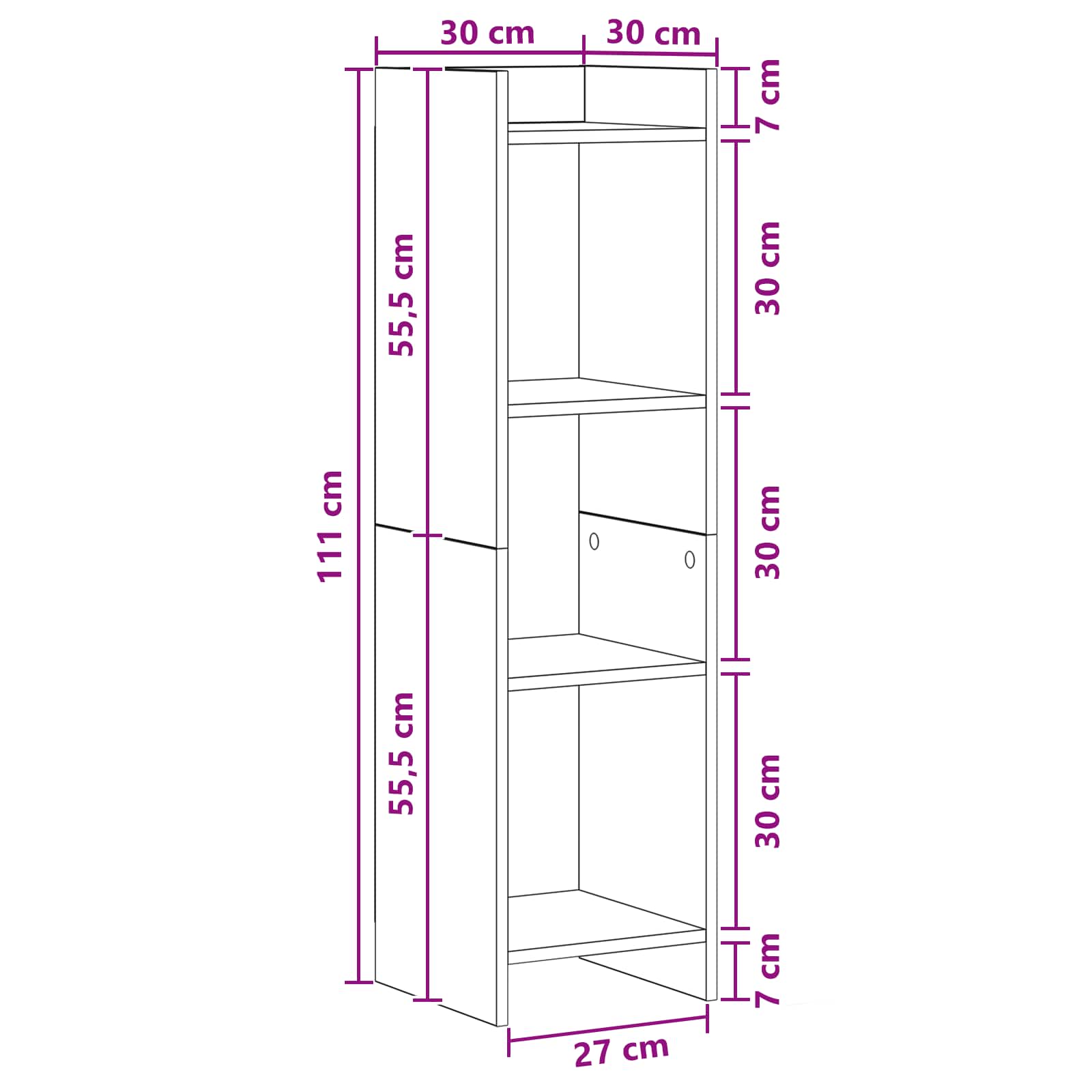 Police za knjige Crni hrast 30 x 30 x 111 cm Konstruirano drvo