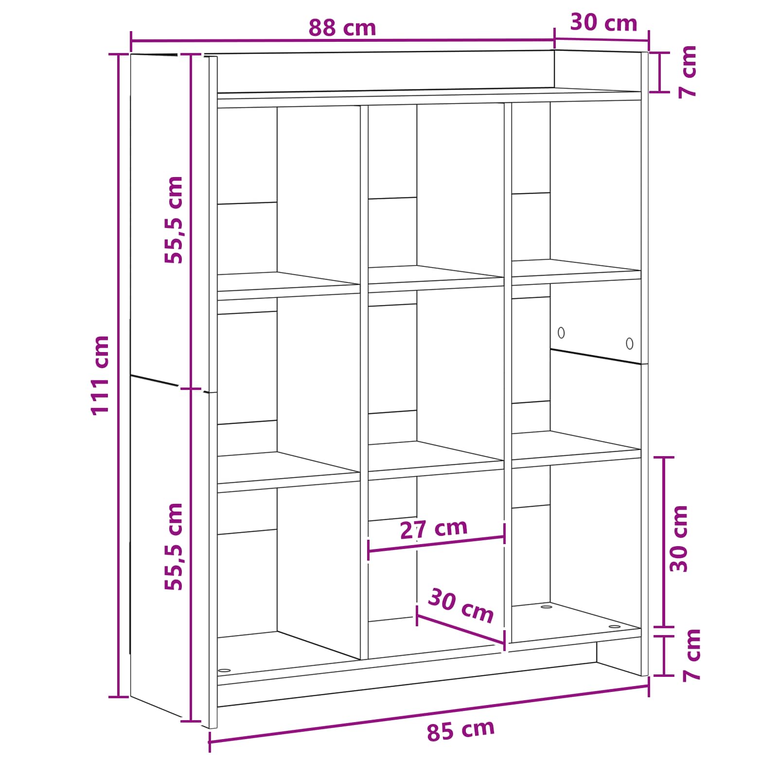 Police za knjige Crni hrast 87,5 x 30 x 111 cm