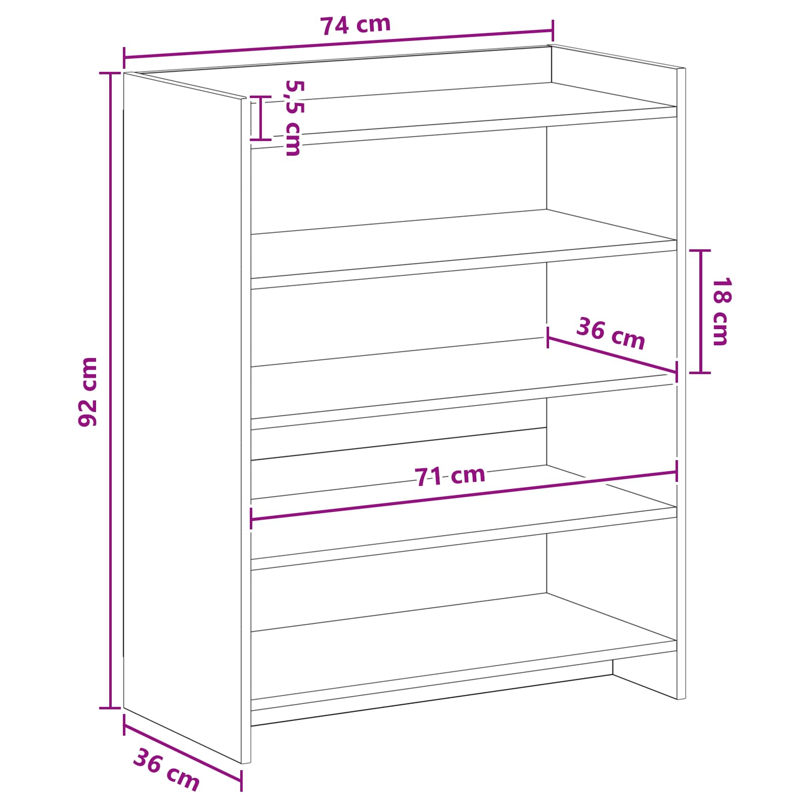 Ormar za cipele s pohranom Hrast sonoma 73,5 x 36 x 92 cm