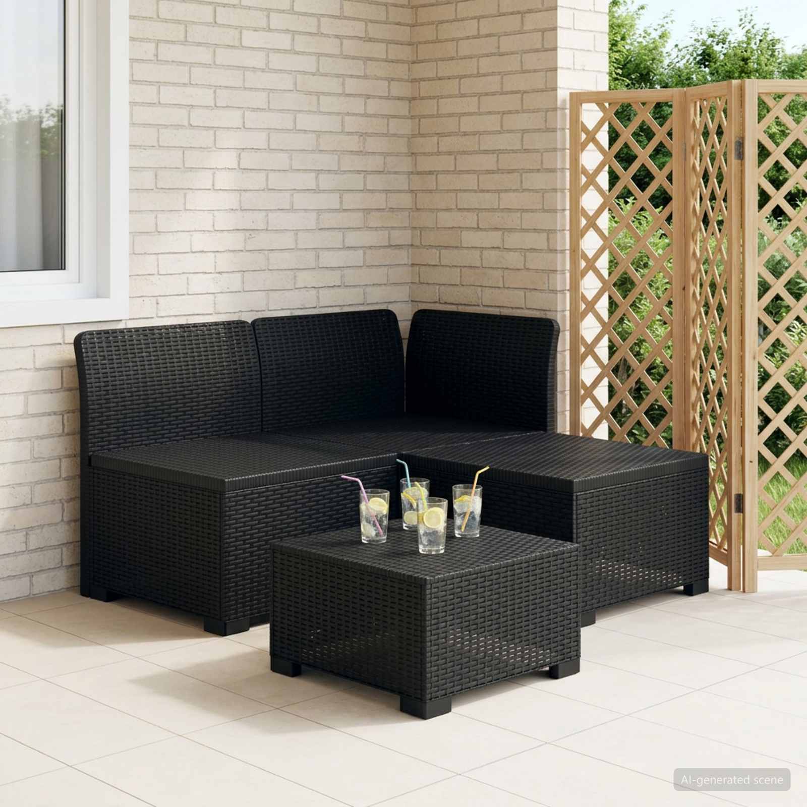 Sofa za vrt za 3 osobe sa izgledom rattan PP Antracit