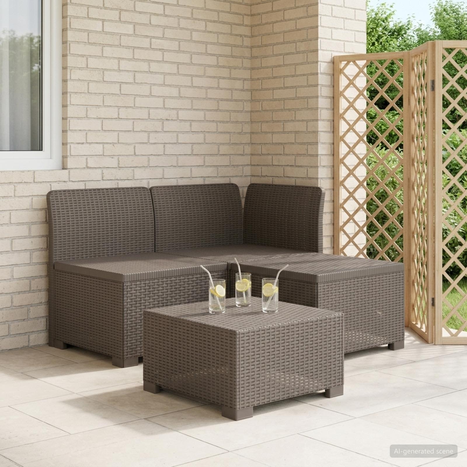 Sofa za vrt za 3 osobe sa izgledom rattan PP Svjetlosiva
