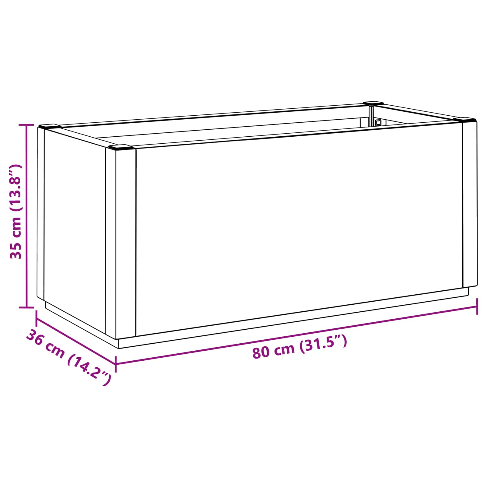Kutija za cvijeće u vrtu Smeđa 80 x 36 x 35 cm PP