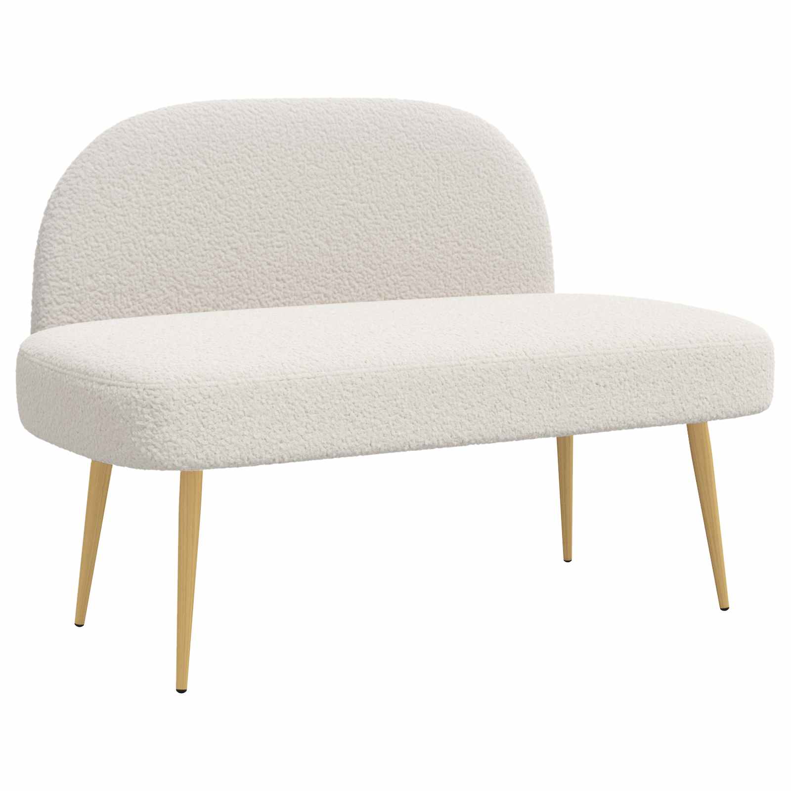 Oblikovana klupa s naslonjačem Krem 110 x 60 x 76 cm Bouclé