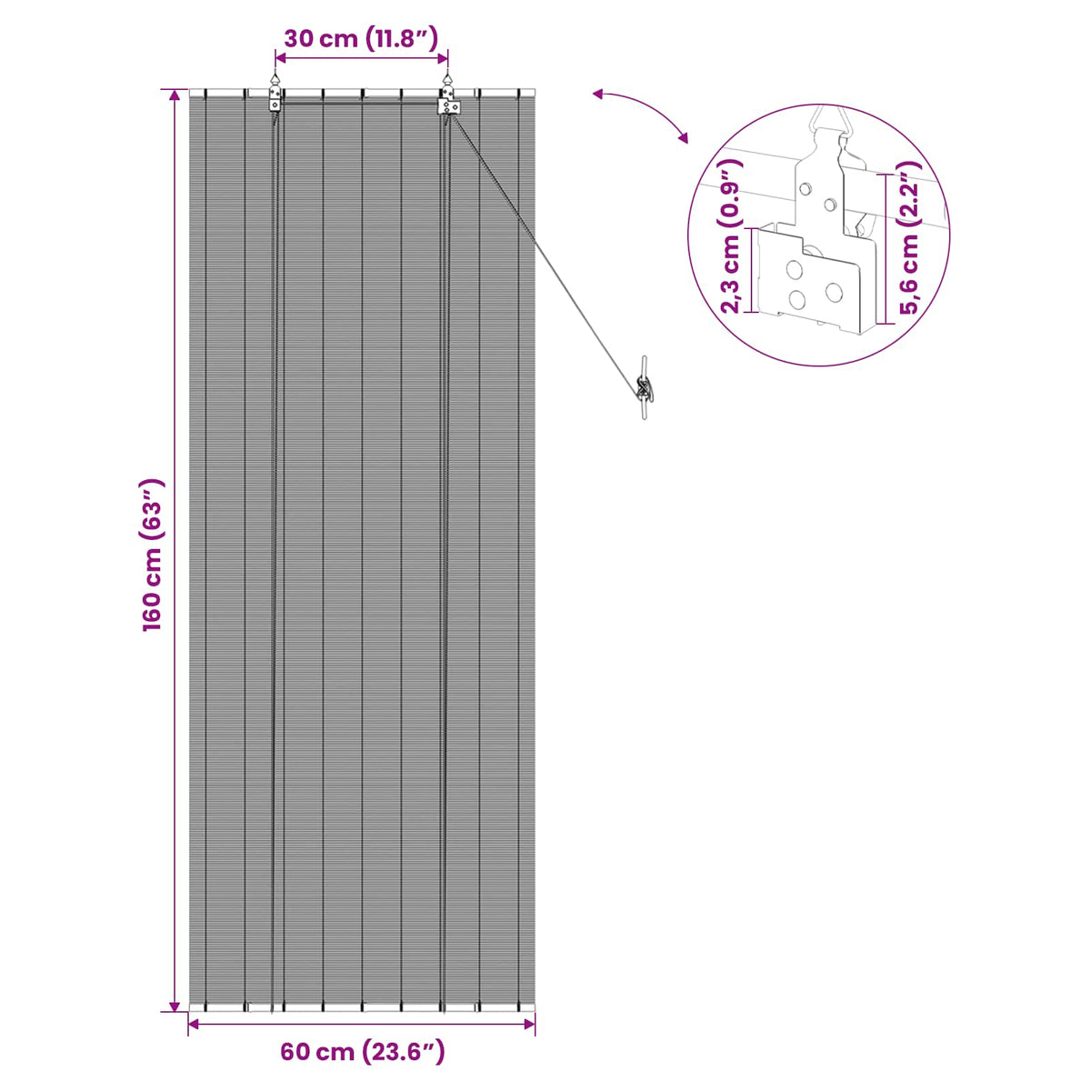 Rolo zavjesa Siva 60 x 160 cm Bambus