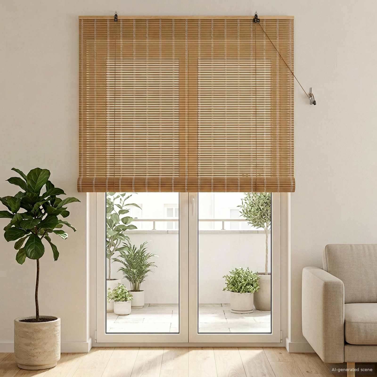 Rolo zavjesa Prirodna i smeđa 130 x 220 cm Bambus