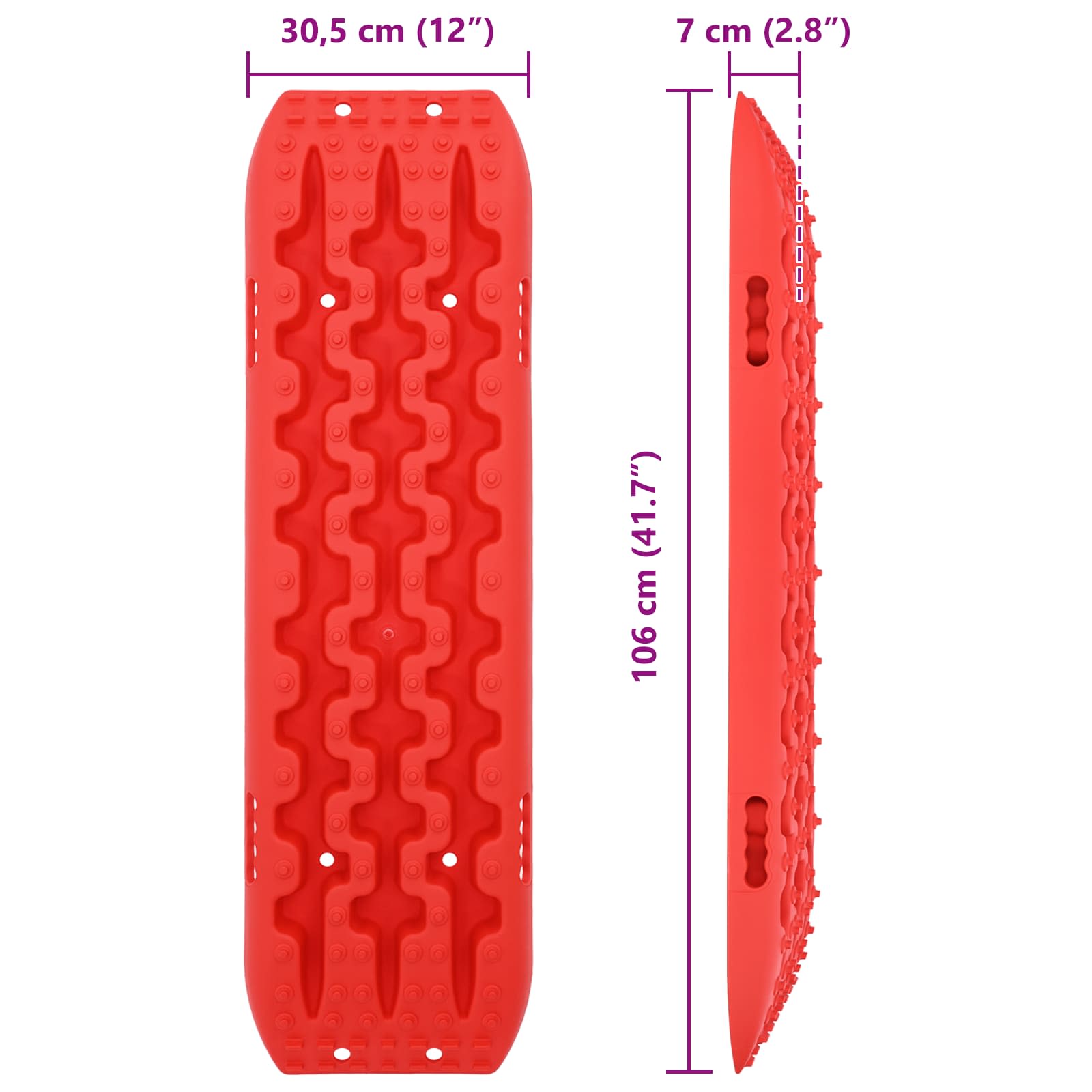 Ploča za vuču 2 pcs Crvena 106 x 30,5 x 7 cm Ojačani najlon