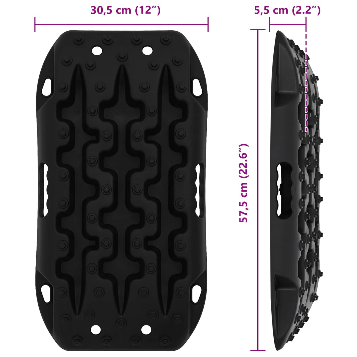 Ploča za vuču 2 pcs Crna 57,5x30,5x5,5 cm Ojačani najlon